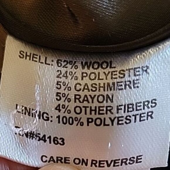 Calvin Klein Wool Cashmere Blend Pea Coat Brown Women’s Size XL Collared - Picture 7 of 10